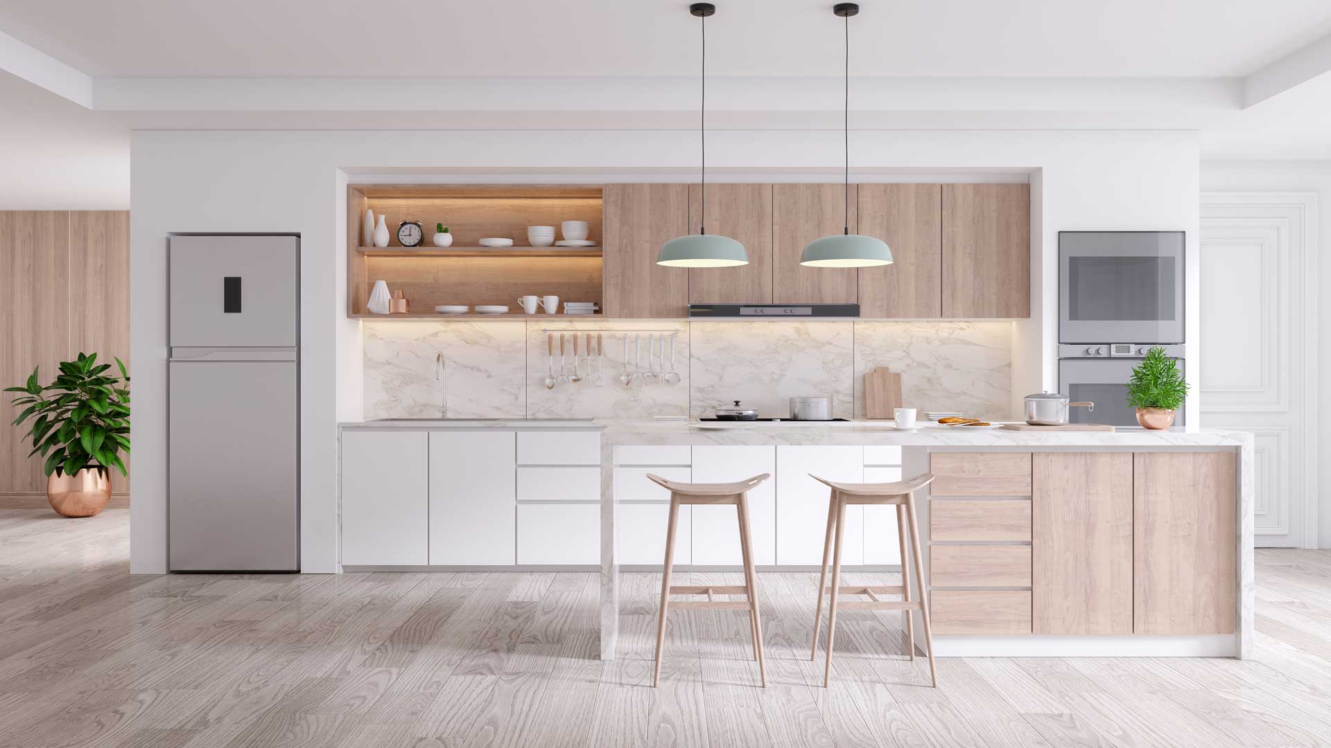 A bright, modern kitchen